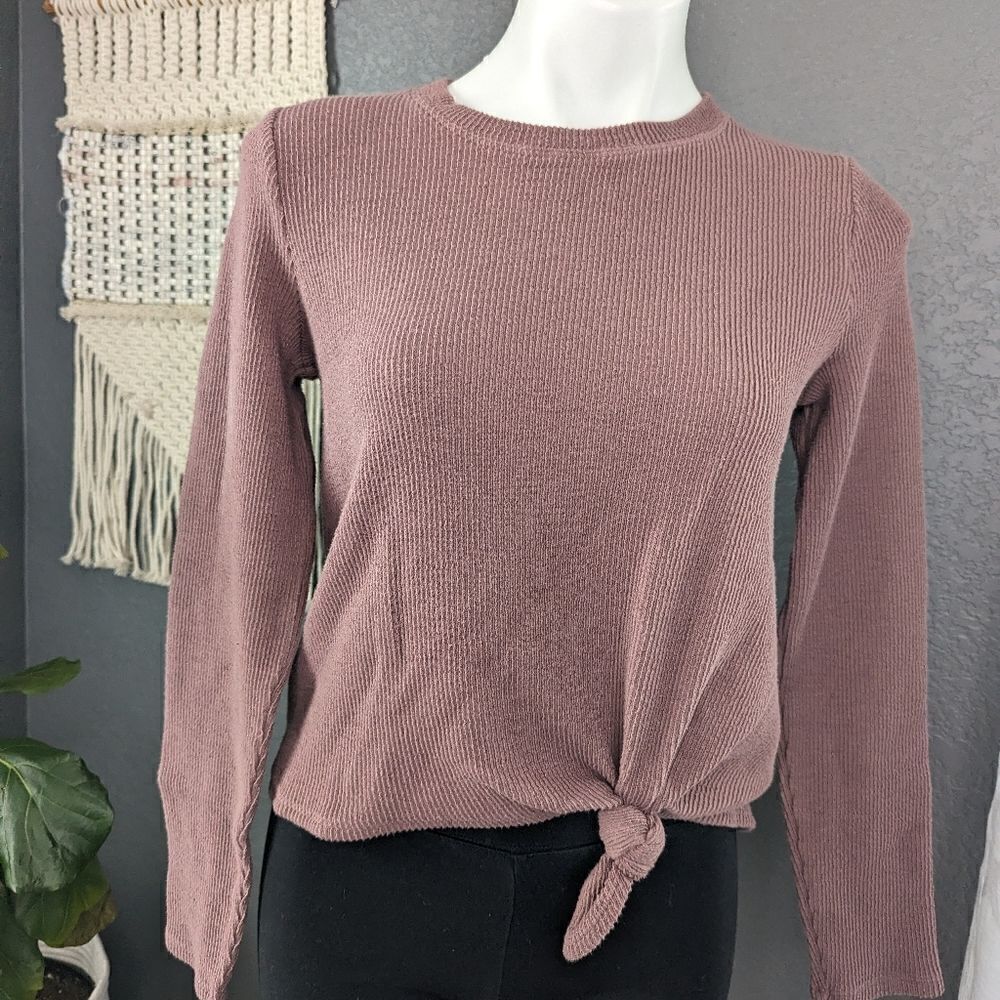 Madewell Ribbed Knit Thermal Sweater Knot Tie Small